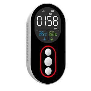 Type C Rechargeable Carbon Monoxide Detector with Temperature and Humidity Sensors Magnetic Mount and Over Limit Alarm