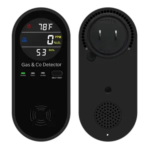 UL Certified 4-in-1 Plug-in Natural Gas Alarm and Carbon Monoxide Detector with Temperature and Humidity for Home and RV
