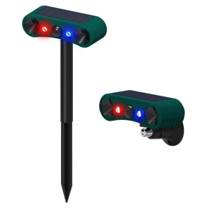 Ultrasonic Solar Infrared Induction Alarm Outdoor Motion Detectors Sensor Repellent with Red blue Flashing Light