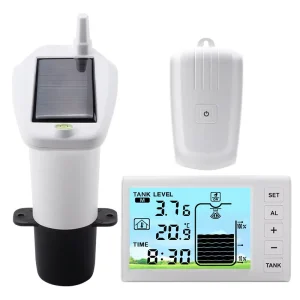 Ultrasonic Water Level Monitor with Time Function, Alarm, IP68 Protection, 0.05m Accuracy