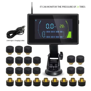 Universal Digital 6 Sensor TPMS 315MHz Wheel Tire Pressure Monitoring System Temperature Safety Alarm for Truck Transporter