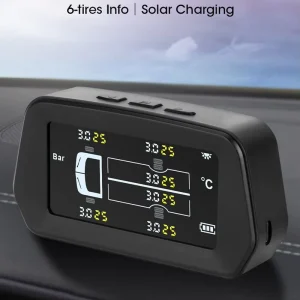 Universal Solar Digital TPMS for Cars and Trucks with LCD Display and 6 Sensors