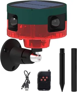 Upgraded Remote Control Solar Wall Alarm Light With Motion Sensor 110dB Loud Siren Animal Sound Strobe Lamps for Garden Decor