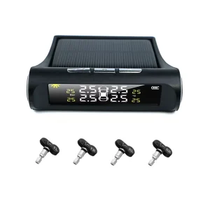 Vehicle TPMS with 4 Internal Tire Pressure Sensors Solar Power Alarm