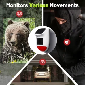 Voice Home Security Alarm Infrared Motion Sensor Siren Solar-Powered Outdoor PIR Motion Sensor Alarm System