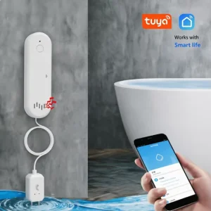 WALE Tuya WI FI Smart Water Leak Sensor Wireless Water Overflow Level Detector with Loudly Alarm Sound for Home Security
