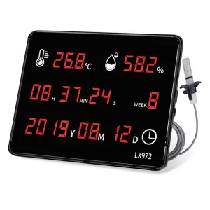 Wall-Mount Temperature Humidity Meter with Explosion-Proof Probe, Alarm Clock, and Calendar for Industrial Use