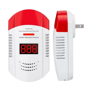 Wall-Mountable Digital Display CO Monitor and Carbon Monoxide Alarm with Sound and Light Warning, Plug-in