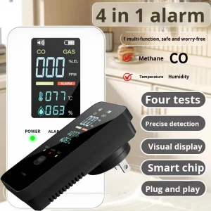 Wall Shield E TUN HRD GC03 4 in 1 Carbon Monoxide Gas Detector Sound and Light Alarm 1 Year Warranty Household