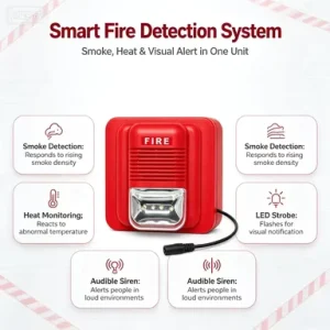 Warehouse Fire Detection Sound Light Alarm Accessory ABS Housing Fire Alarm Sounder with Flash Light and Audible Horn