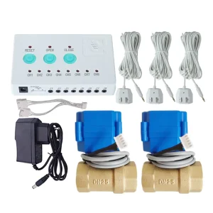 Water Leak Alarm System DN25 (1”) Motorized Ball Valve 3pc 6m Water Sensors Auto Shut Off for Home Business Flood Prevention