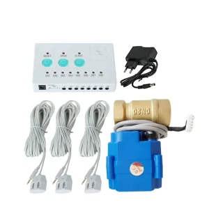 Water Leak Detection Alarm System with 3/4″ Brass Valve and 80dB Detector for Sink Toilet Washing Machine