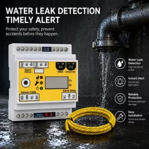 Water Leak Locating Controller RS485 Modbus Relay Output DIN Rail Leakage Alarm Detector for Data Center Server Room Warehouse