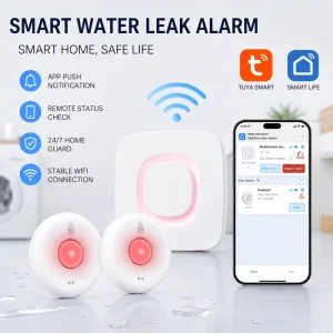 Water Leakage Sensor Bundle with Smart WiFi Gateway Hub 600M Range Wireless Flood Alarm Kit for Warehouse Office