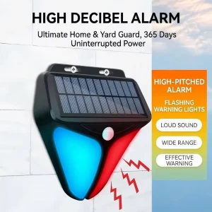 Waterproof Flash Solar Alarm Lights Motion Sensor Wireless Solar Security Warning Strobe Lamps Red Blue for Outdoor Garden Yard