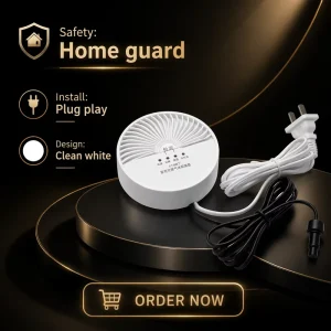 White Household Combustible Gas Alarm Detector with Sound and Light Warning and ABS Housing