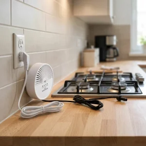 White Household Gas Alarm Combustible Gas Detector Sound and Light Warning ABS Housing