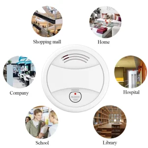 White Wireless WiFi Smoke Detector Fire Alarm Sensor CE Certified 1-Year Battery Life SM10