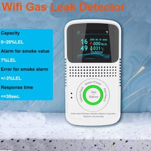 Wi-Fi Multi-Combustible Gas Alarm Detector for CH4 and LPG with 100-200 m Detection Range for Homes and Restaurants