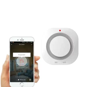 Wi Fi Smart Smoke Detector with Photoelectric Sensor 80dB Alarm Remote Control for Home Security