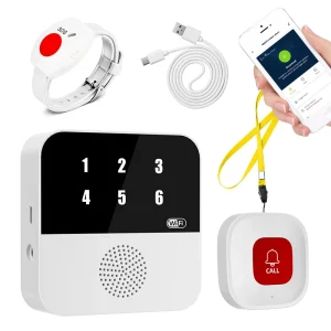 Wi-Fi Wireless Caregiver Pager and Smart Bracelet Call System with SOS Emergency Alarm for Elderly and Disabled Patients