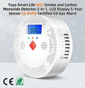 WiFi 2-in-1 Smart Smoke and CO Detector with LCD Display, App Control and 5-Year Sensor