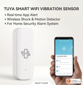 WiFi ABS Portable Vibration Sensor Wireless Shock and Motion Detector Real-Time App Alert Home Security Alarm System