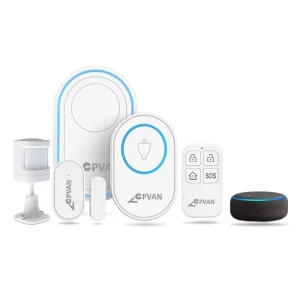 WiFi Connected IoT Wireless Anti-Burglar Alarm System Kit with Door, Window, and PIR Sensors