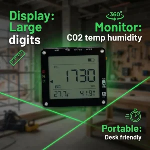 WiFi Desktop Home Air Quality Monitor with Gas Analyzer, PM2.5, HCHO and CO2 Detection