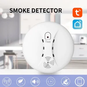 WiFi Fire and Smoke Detector with Photoelectric Sensor, 80dB Alarm, Mobile App