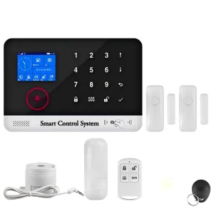 WiFi GSM Wireless Security Alarm System 433MHz Home Burglar Alarm Kit with PIR Detector, Gas Leak Alarm, and Siren