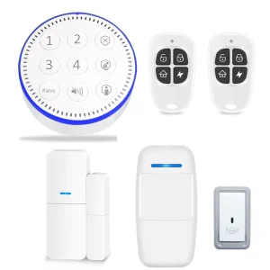 WiFi Indoor ABS Security Alarm System with Siren, Fire, Window, Door, and PIR Motion Sensors