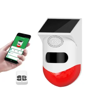 WiFi Outdoor PIR Solar Motion Detector Alarm Sensor Light with Plastic Waterproof Remote Controller 120dB