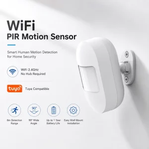 WiFi PIR Motion Sensor 8m 90-Degree Wireless Human Motion Detector With App Alert for Smart Home Security