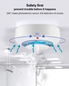 WiFi Photoelectric Smoke Detector Fire Alarm Sensor Ceiling-Mount Smoke Alarm