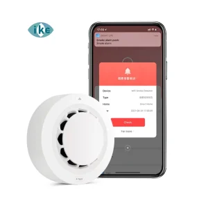 WiFi Photoelectric Smoke Sensor Detector Fire Protection Alarm Battery Operated 90dB Smart App Push Alert