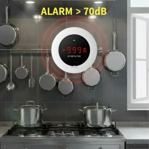 WiFi Smart CO Gas Detector CO300 with ABS Housing, 50-100 m Detection Range, Alexa and Google Home Support