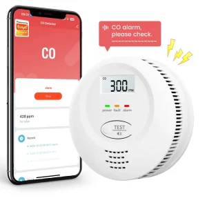WiFi Smart Carbon Monoxide Alarm and CO Leak Detector for Kitchen and Home with App Remote Alert and Voice Warning