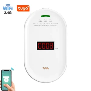 WiFi Smart Gas Detector AC Powered Plug-in Methane Propane LPG Leak Sensor Alarm 85dB Siren Solenoid Valve Output EN50194