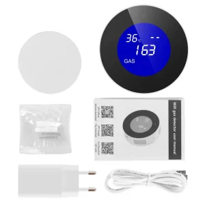 WiFi Smart Natural Gas Alarm Sensor and Combustible Gas Leak Detector with Temperature Function and LCD Display