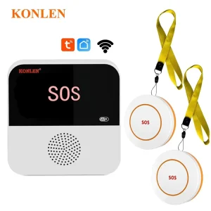WiFi Smart Personal Alarm for Elderly Care with Caregiver Pager, Call Button, and SOS Alert