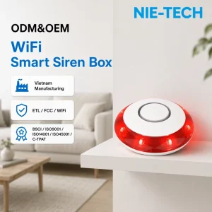 WiFi Smart Siren Alarm 120dB with LED Flashing Alert for Bedroom and Kitchen Security Monitoring ETL FCC No Hub Required