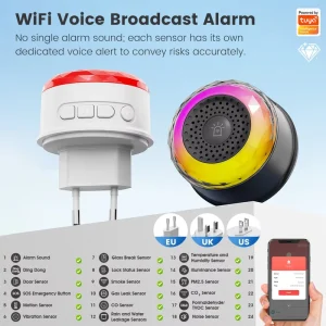 WiFi Smart Siren Sound Light Alarm Sensor Home Security Smart Life APP Vibration CO VOC PIR Human Presence