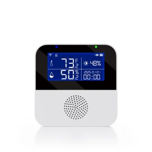 WiFi Smart Temperature Humidity Sensor with USB Power, Display Screen, APP Monitoring, and 80dB Sound and Light Alarm