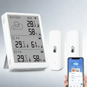 WiFi Smart Temperature and Humidity Monitor with Two Extra Sensors Notification Alert WiFi Clock