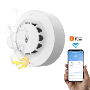 WiFi Smoke Sensor 3V AAA Battery Standalone Smoke Alarm with Temperature and Humidity Monitor