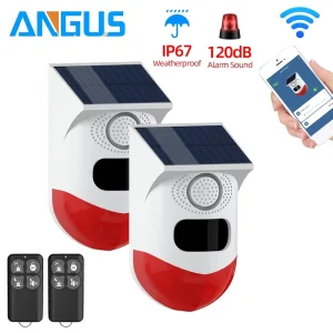 WiFi Solar Alarm PIR Motion Detector 120db Solar Tuya Smart Home Alarm System Outdoor IP65 Infrared Intruder Alarm