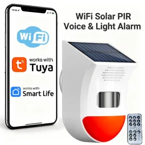 WiFi Solar Motion Alarm Tuya Smart Phone Notification Custom Voice Recording Outdoor Security Siren for Blind Spot Orchard farm