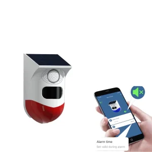 WiFi Solar Outdoor Alarm Tuya Solar Strobe Alarm Light with PIR Motion Sensor 120dB Sound Security Siren Light App Notification