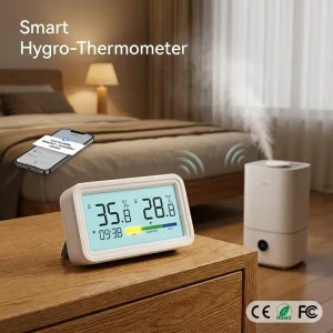 WiFi Temperature Humidity Monitor Digital Display Backlit Screen ℉&℃ Switchable Intelligent Linkage Humidifier Remote Alert